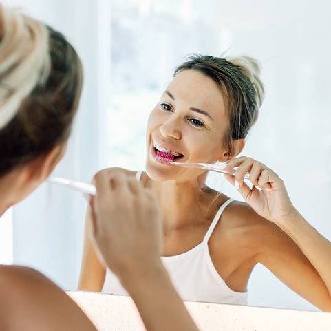 brushing and flossing